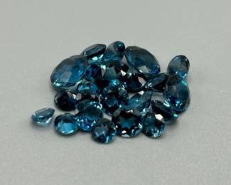 12.20 Carat London Blue Topaz; Round Faceted Cut - Various Color & Size Assorted Lot of Loose Stones