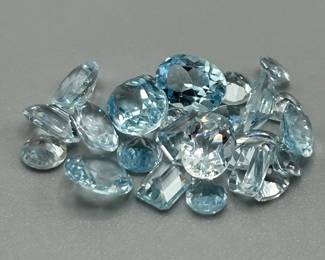 13.13 Carat Light Blue Topaz; Mixed Cut - Various Size & Shape Assorted Lot of Loose Stones