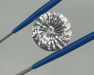 9.90 Carat Rock Crystal Colorless Quartz; Round Fancy Starburst Faceted Cut