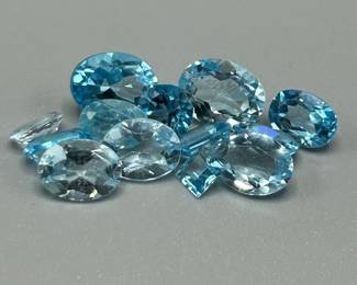 14.79 Carat Blue Topaz; Mixed Cut - Various Size, Color & Shape Assorted Lot of Loose Stones