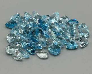 43.79 Carat Light to Medium Blue Topaz; Mixed Cut - Various Size, Color & Shape Assorted Lot of Loose Stones