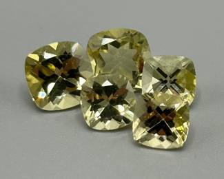 13.35 Carat Lemon Yellow Citrine; Various Modified Cushion Faceted Cut - Assorted Set of 5 Loose Stones