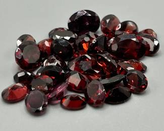 58 Carat Garnet; Oval Faceted Cut - Various Size & Color Assorted Lot of Loose Stones