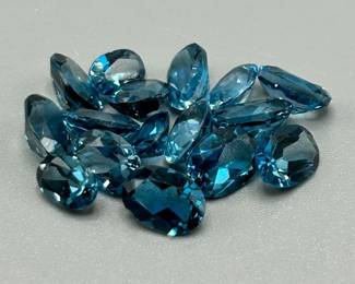 13.13 Carat London Blue Topaz; Oval Faceted Cut - Various Size & Shape Assorted Lot of Loose Stones