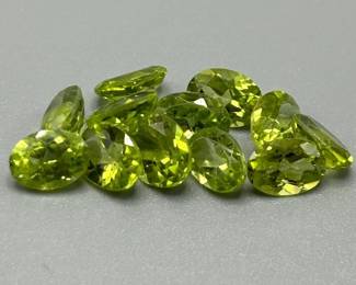 10.37 Carat Peridot; Oval Faceted Cut - Assorted Lot of Loose Stones