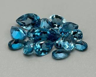 11.60 Carat Blue Topaz; Pear Faceted Shape - Various Size & Color Assorted Lot of Loose Stones