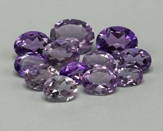 16.05 Carat Amethyst; Oval Faceted Cut; Various Size & Color Assorted Lot of Loose Stones