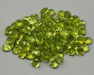 58 Carat Peridot; Round Faceted Cut - Various Size Assorted Lot of Loose Stone