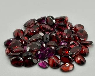 53 Carat Garnet; Oval & Round Faceted Cut - Various Size, Color & Shape Assorted Lot of Loose Stones