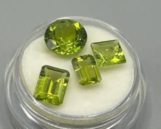 7.10 Carat Peridot; Mixed Cut - Various Size & Shape Set of 4 Loose Stones