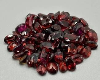 46 Carat Garnet; Oval Faceted Cut - Various Color & Size Assorted Lot of Loose Stones