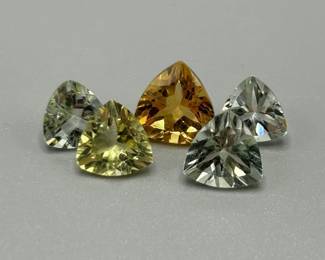10.37 Carat Quartz; Trillion Triangular Cut - Various Color, Size & Shape Assorted Lot of 5 Loose Stones