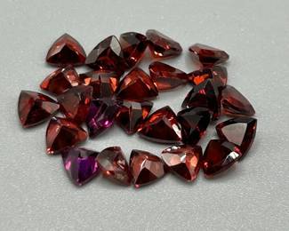12.80 Carat Garnet; Trillion Triangular Faceted Cut - Various Size, Color & Shape Assorted Lot of Loose Stones