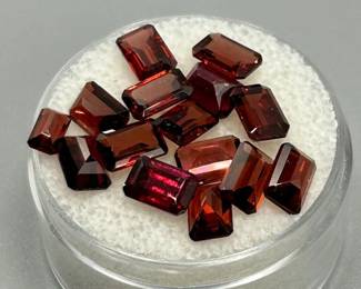 10.38 Carat Garnet; Rectangular Emerald Cut - Various Size & Color Assorted Lot of Loose Stones