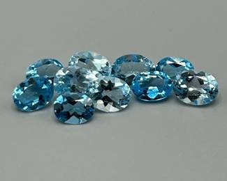 17.80 Carat Blue Topaz; Oval Faceted Cut - Various Color & Size Lot of Loose Stones