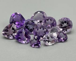 11.95 Carat Amethyst; Mixed Cut - Various Size, Color & Shape Assorted Lot of Loose Stones