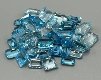 4.60 Carat Blue Topaz; Rectangular Emerald Cut - Various Color & Size Assorted Lot of Loose Stones