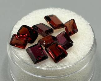 9.40 Carat Garnet; Rectangular Emerald Cut - Assorted Lot of 9 Loose Stones