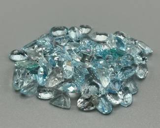 34.70 Carat Light Blue Topaz; Mixed Cut - Various Color, Size & Shape Assorted Lot of Loose Stones