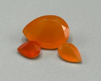 6.40 Carat Jelly Opal; Pear Faceted Shape - Variety Set of 3 Loose Stones