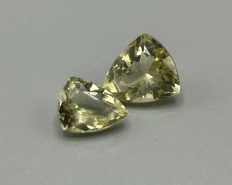 7.70 Carat Lemon Yellow Quartz; Trillion Triangular Faceted Cut - Set of 2 Loose Stones