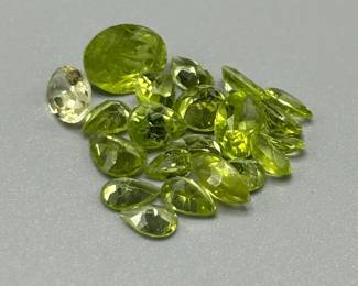 12.92 Carat Peridot; Mixed Cut - Various Size, Color & Shape Assorted Lot of Loose Stones