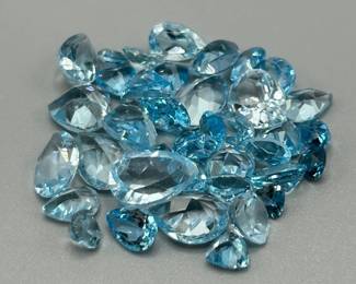42.60 Carat Blue Topaz; Pear Faceted Shape - Various Size Assorted Lot of Loose Stones