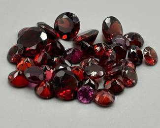 29 Carat Garnet; Round Faceted Cut - Various Size & Color Assorted Lot of Loose Stones
