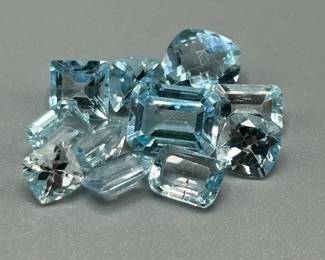 14.14 Carat Blue Topaz; Mixed Cut - Various Size, Color & Shape Assorted Lot of Loose Stones