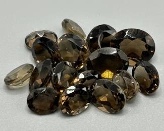 38.80 Carat Smoky Quartz; Round & Oval Faceted Cut - Various Color, Size & Shape Assorted Lot of Loose Stones