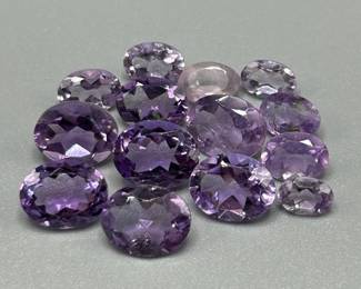15.27 Carat Amethyst; Oval Faceted Cut - Various Size & Color Assorted Lot of Loose Stones