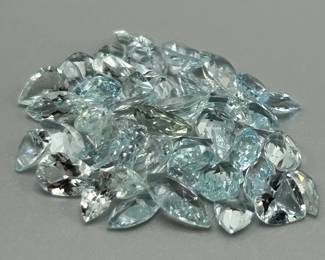 25 Carat Light Blue Topaz; Mixed Cut - Various Size & Shape Assorted Lot of Loose Stones