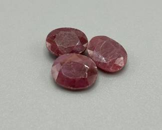 10 Carat Natural Ruby; Oval Faceted Cut - Set of 3 Loose Stones