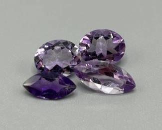 10.82 Carat Amethyst; Mixed Cut - Various Size, Color & Shape Set of 4 Loose Stones