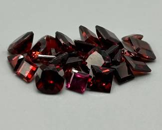 18 Carat Garnet; Mixed Cut - Various Size, Color & Shape Assorted Lot of Loose Stones