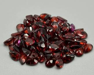 39 Carat Garnet; Pear Faceted Shape - Various Color, Size & Shape Assorted Lot of Loose Stones