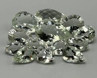 26 Carat Prasiolite Light Green Quartz; Pear Faceted Shape - Assorted Lot of Loose Stones