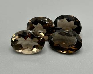 17.70 Carat Smoky Quartz; Oval Faceted Cut - Various Size & Color Assorted Lot of 4 Loose Stones