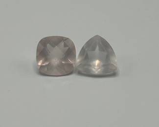 6.80 Carat Light Grayish Pink Rose Quartz; Cushion & Triangular Faceted Cut - Set of 2 Loose Stones