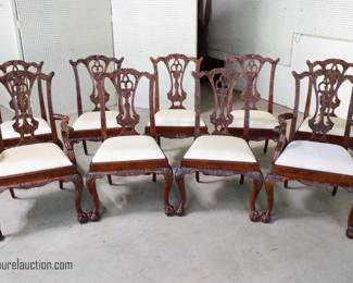Set of 9 Carved Mahogany Dining Chairs