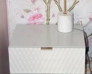 BUY IT NOW!    $400.00.                                                                  Pair of (Audrey) West Elm/Williams Sonoma end tables.  20" W x 17" D x 24" H.