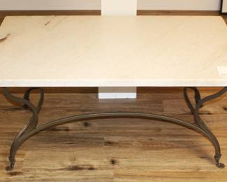 BUY IT NOW! $195.00.  Marble top/iron base table.         44" W x 27" D x 20" H.