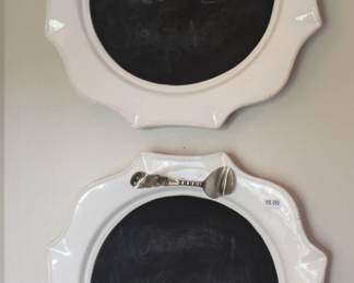 Pair of plate chalkboards.