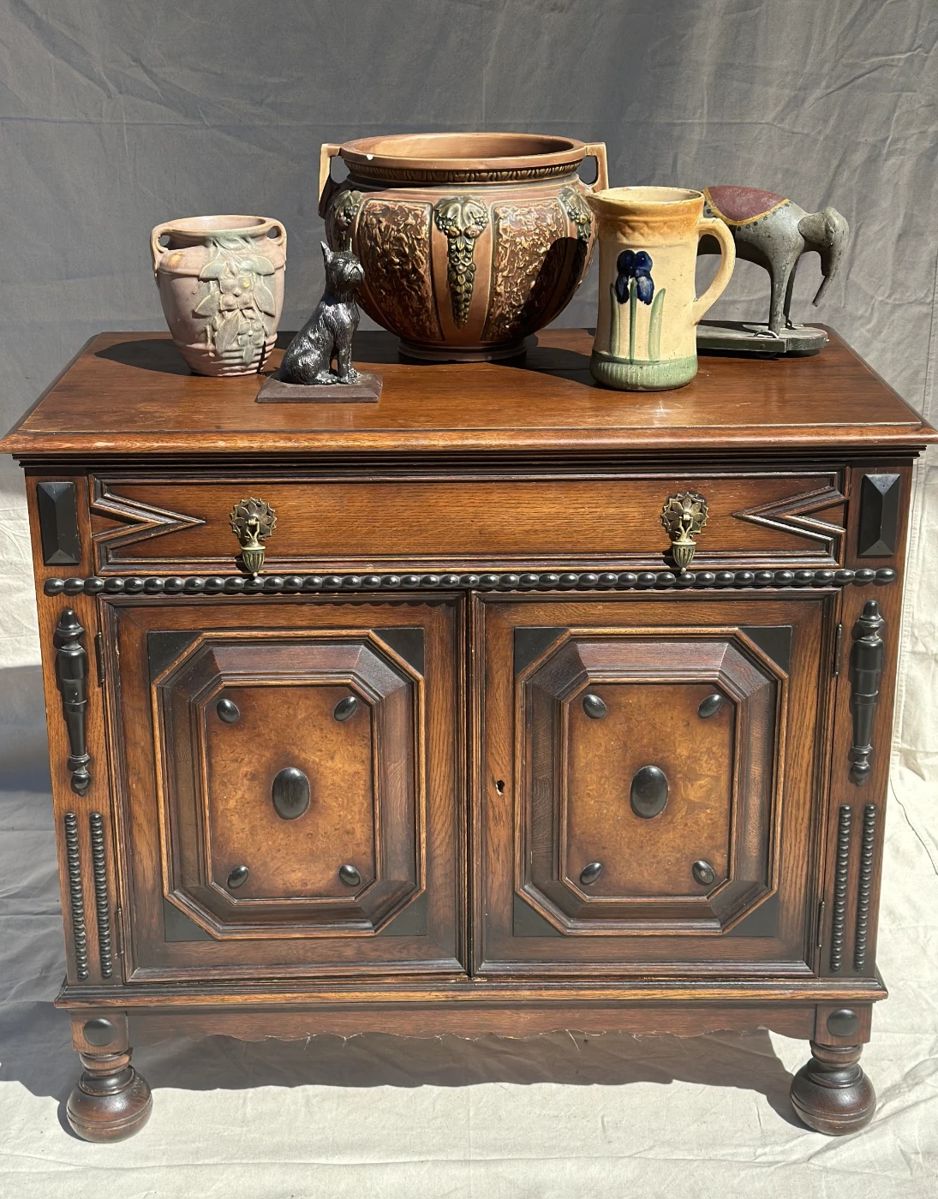 Antique English Tudor Oak Sideboard Server