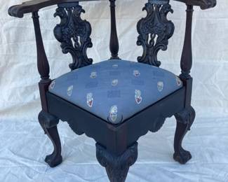 Antique Carved Egale Corner Chair