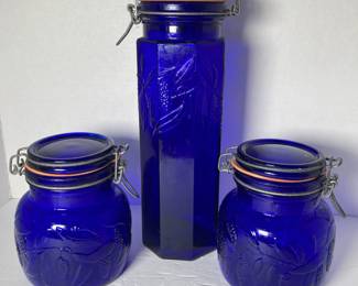 Vintage Cobalt Storage Jars