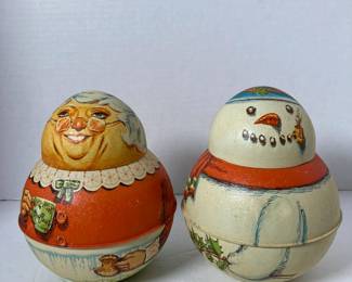 Vintage Christmas Snowman and Misses Claus Tins