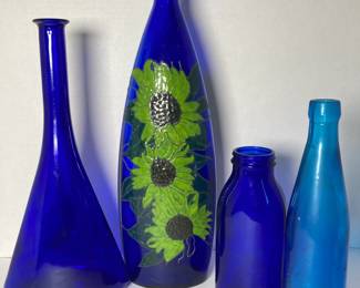 Vintage Cobalt Glass Bottles