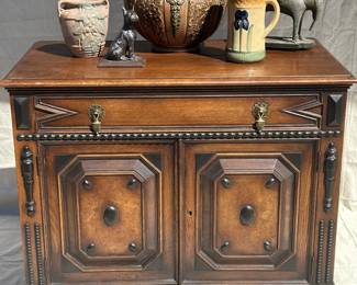 Antique English Tudor Oak Sideboard Server