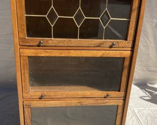 Lawyers Book Case With Leaded Glass Top Shelf